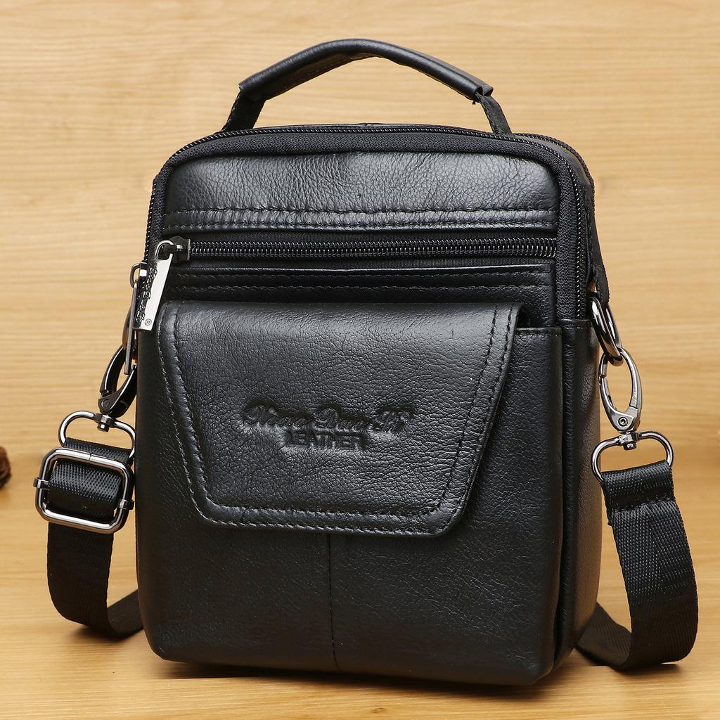 Genuine Leather Men's Messenger Bag 7-inch Mini One-shoulder Small Bag Multifunctional Backpack Cowhide Casual Men's Bag Handbag