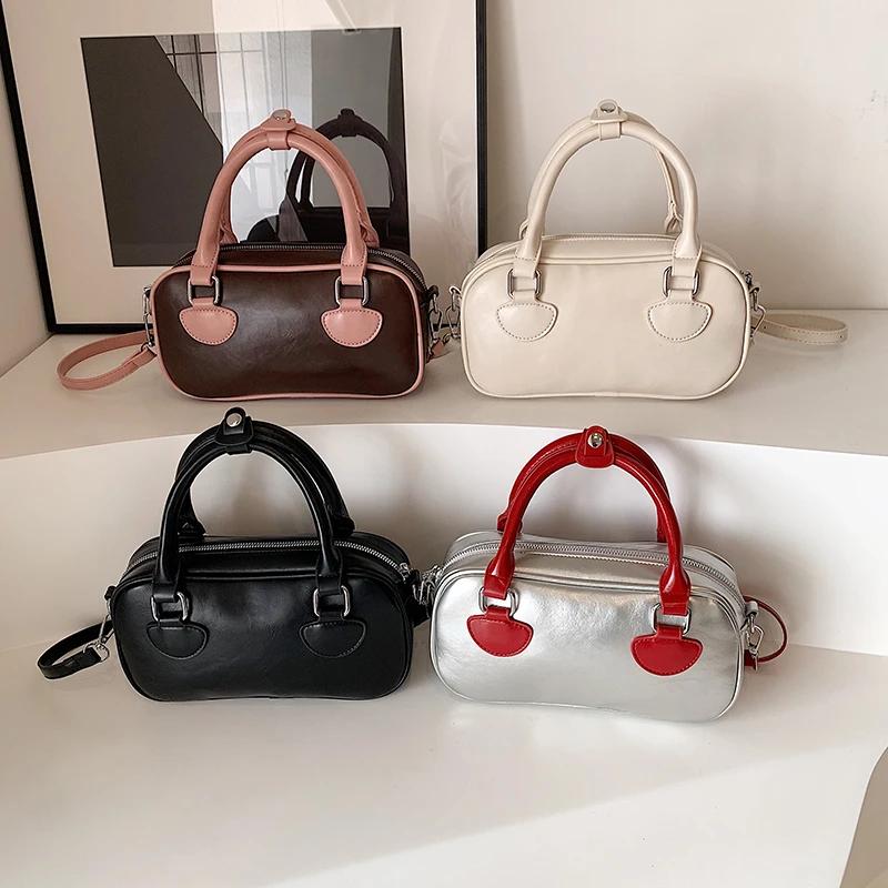 Women's crossbody bag with monochromatic stitching line zippered internal pocket high quality fashionable