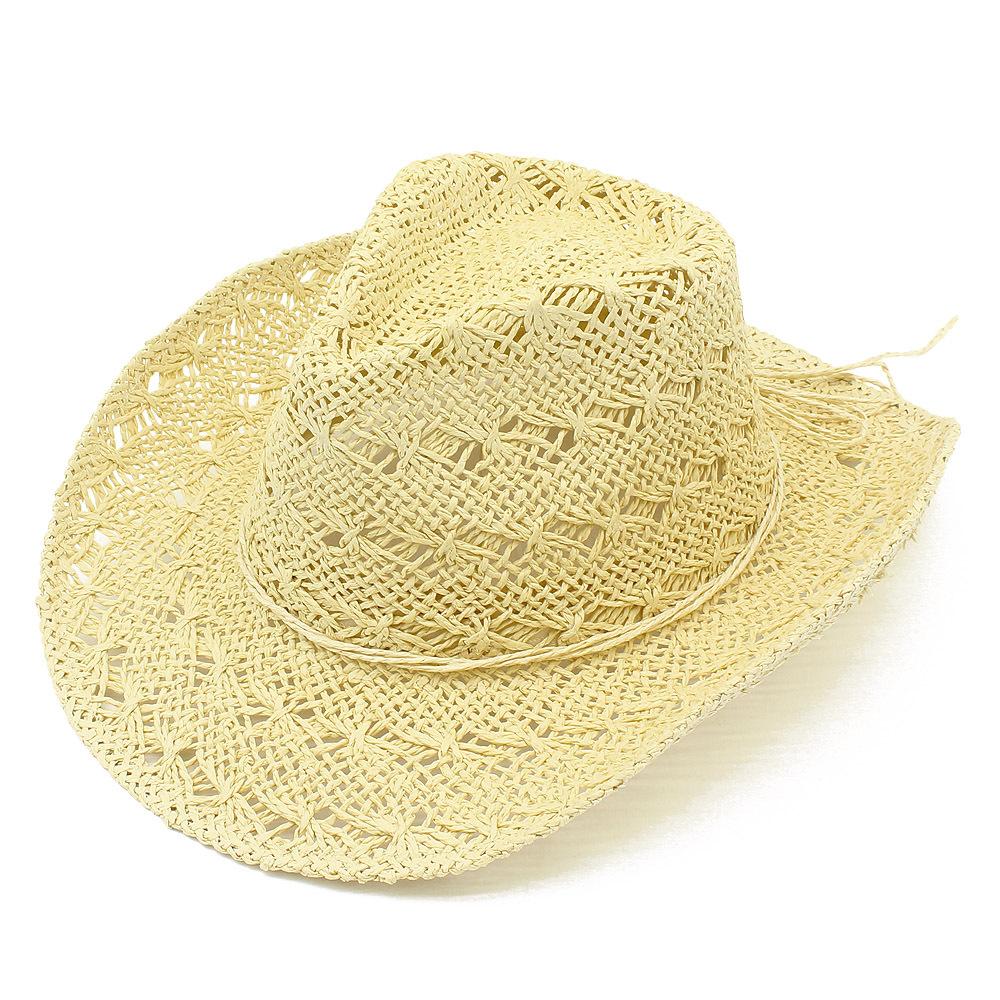 Hot-selling New Hollow Straw Hat Personalized Sun Hat Fashionable Casual Breathable Straw Weaving Western Denim Hat