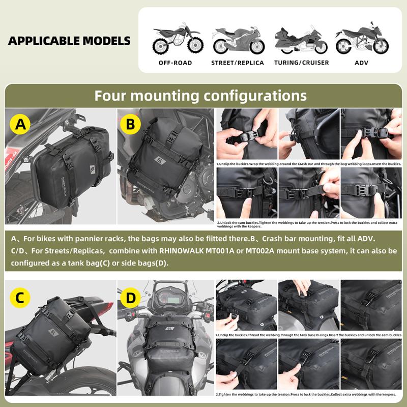 Motorcycle Bumpers Bag Waterproof 6L Motorcycle Side Frame Bag Motorcycle Crash Bar Bag Universal Motor Riding Tools Storage Bag