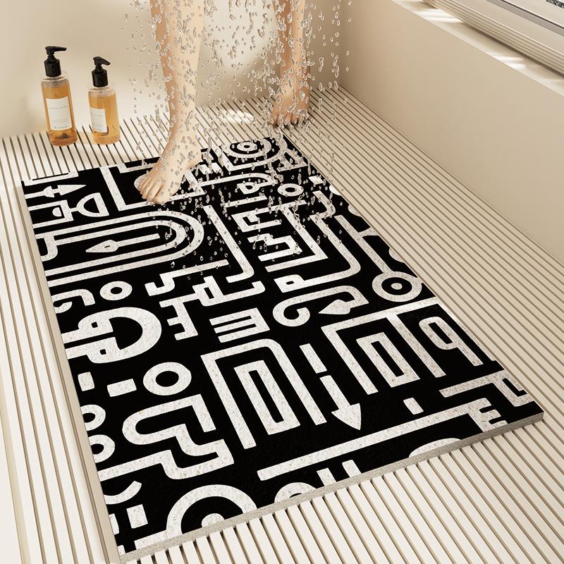 Modern Minimalist Anti-Slip Bathroom Silk Ring Mat - Cuttable, Dirt-Resistant, Hollow Drain Foot Pad