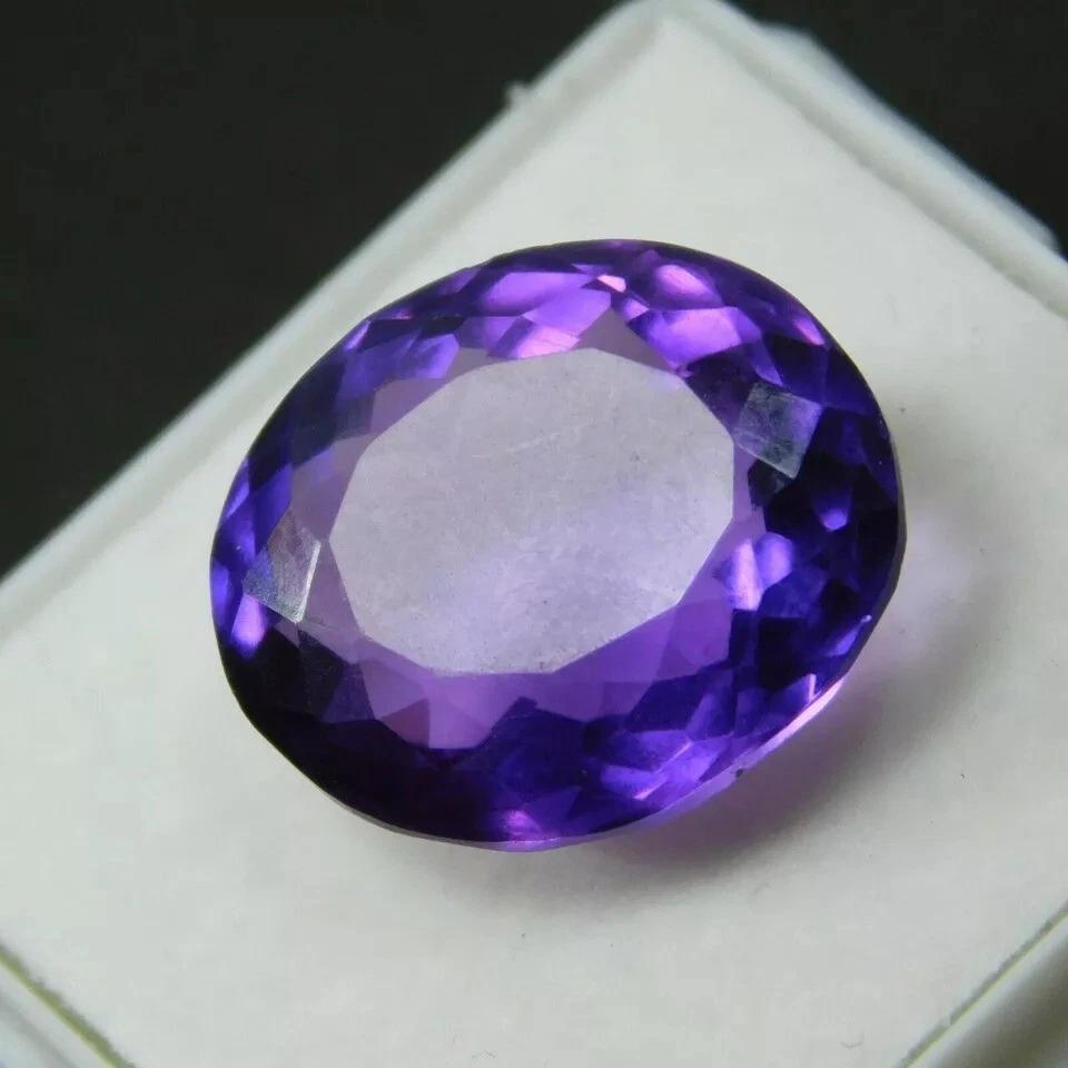 Natural Amethyst Purple 10+ Ct Oval Cut Certified Stunning Loose Gemstone