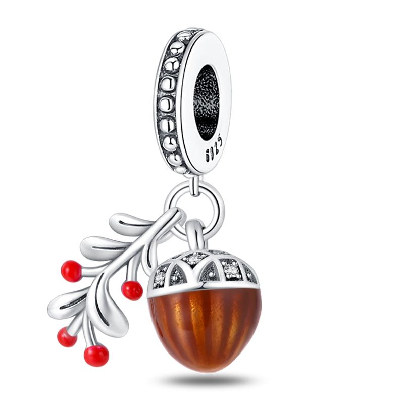 Copper Golden Autumn Series Charms Beads Scarecrow Pumpkin Maple Leaf Charms For Women Fine Diy Jewelry