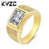 Deluxe Edition Quadratischer Diamantring Simulation Großer Herrenring Herrenring Pompös Vergoldete Farbe-Erhaltender Zirkonring