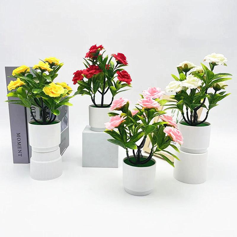 Flower Plastic Rose Fake Potted Plant Bonsai For Tabletop Decor And Event Use