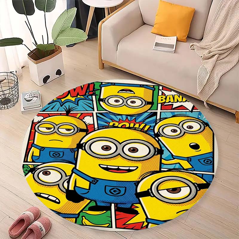 Classic Minions Circular Rug Lovely Character Pattern Round Floor Mat For Children Bedroom Living Room Home Decorative Carpet