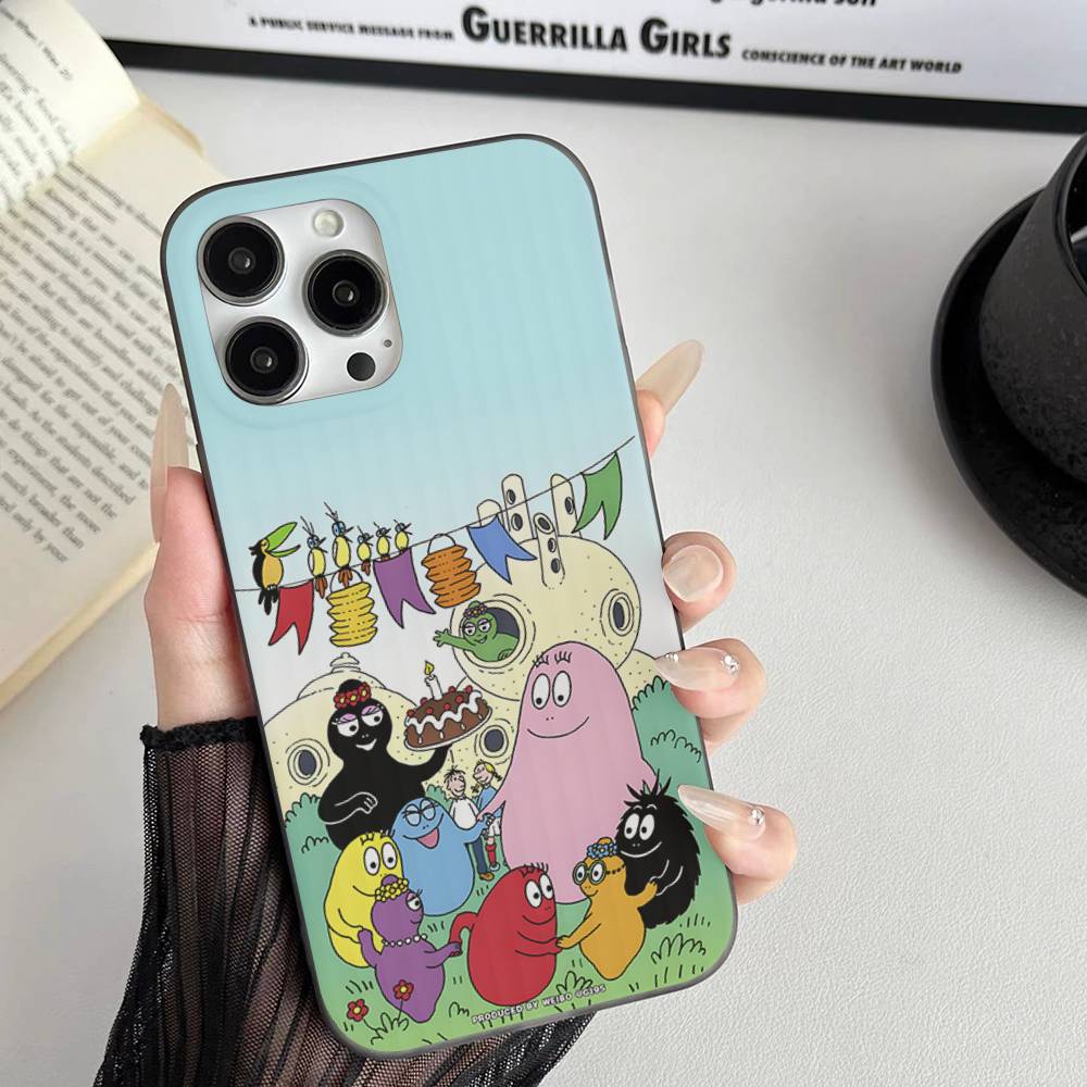 Cartoon Barbapapa Phone Case For IPhone 17 16 15 14 13 12 11 Corrugated Frosted Soft Cover Anti-Slip