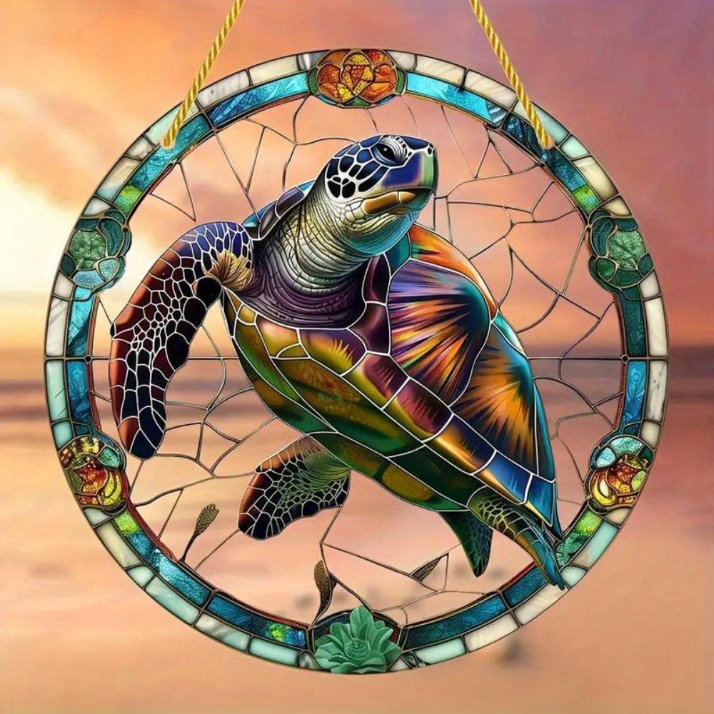 Garten-Sonnenfänger im Schildkröten-Stil aus Buntglas, Garten-Sonnenfänger aus Acryl, geeignet als Dekoration für Haus und Garten, Veranda, Schlafzimmer und Partygeschenke