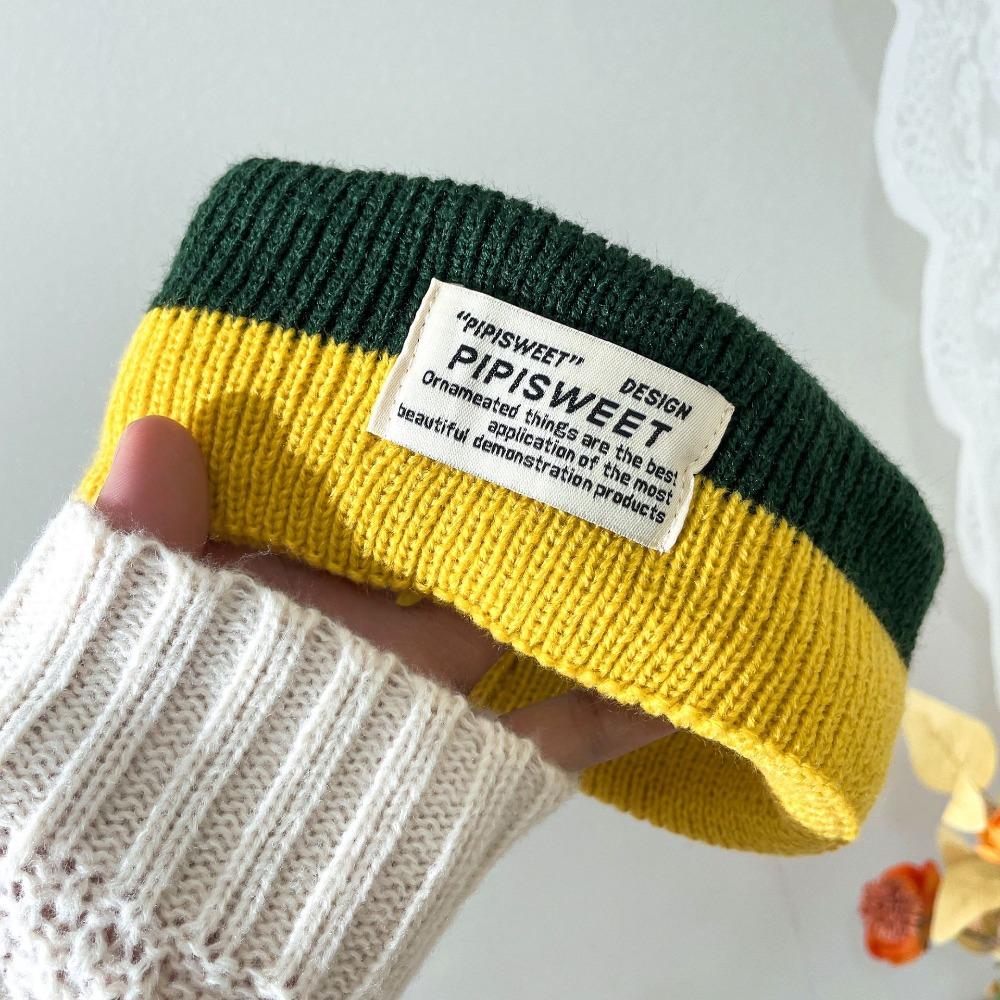 Woolen Yarn Knitted Headband Soft Contrast Color Headwrap Workout Headband  Hair Styling Accessory