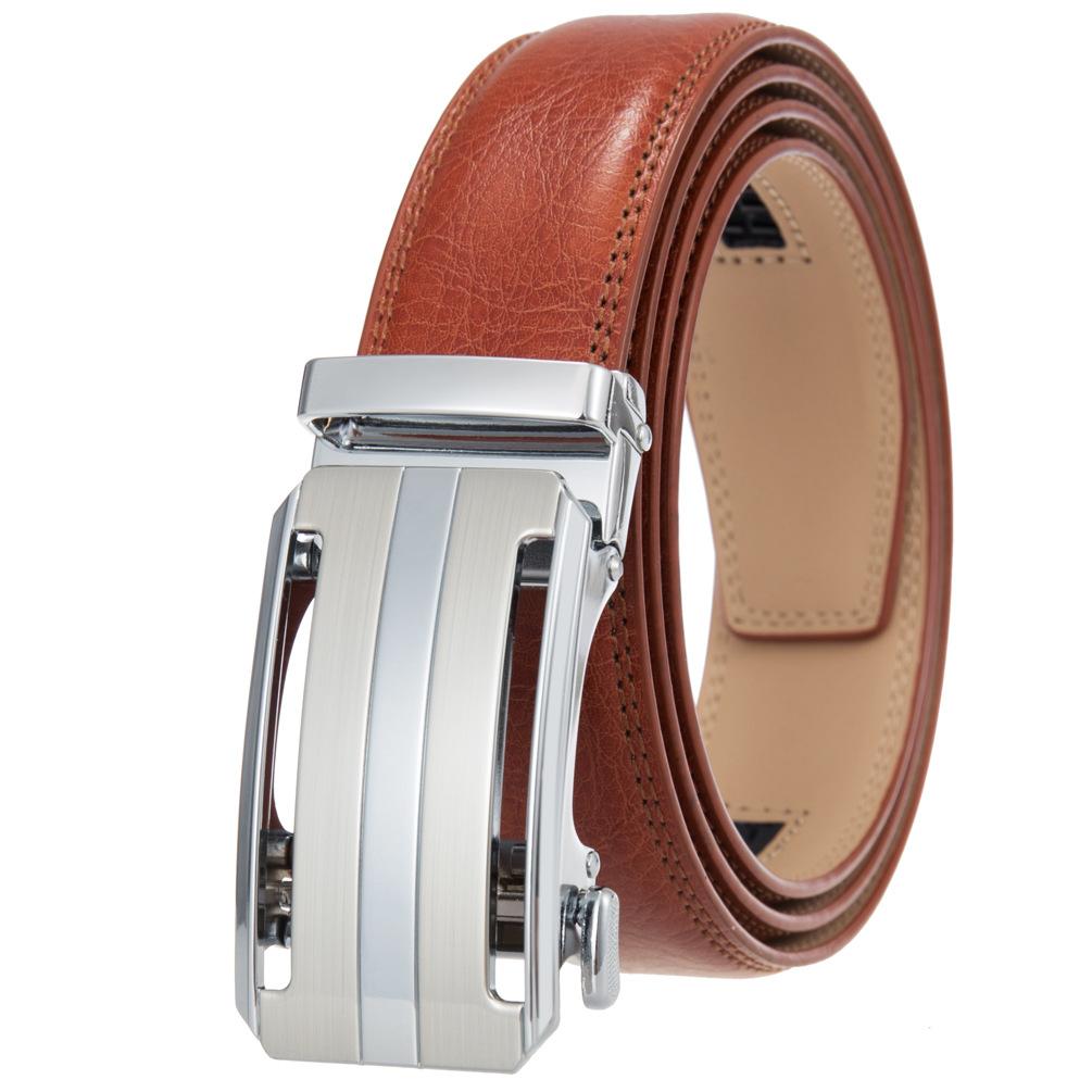 1Pcs Fashion Automatic Buckle Belt, Men'S Belt, Two-Layer Cowhide, Belt Belt Ly36-35409-1