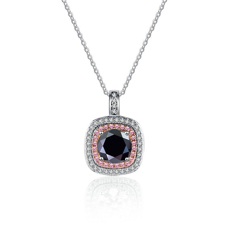 

Bague Ringen, 1 карат, настоящий кулон из муассанита, ожерелье для женщин, высокое качество, 100% стерлинговое серебро S925, свадебные украшения, подарок чёрный