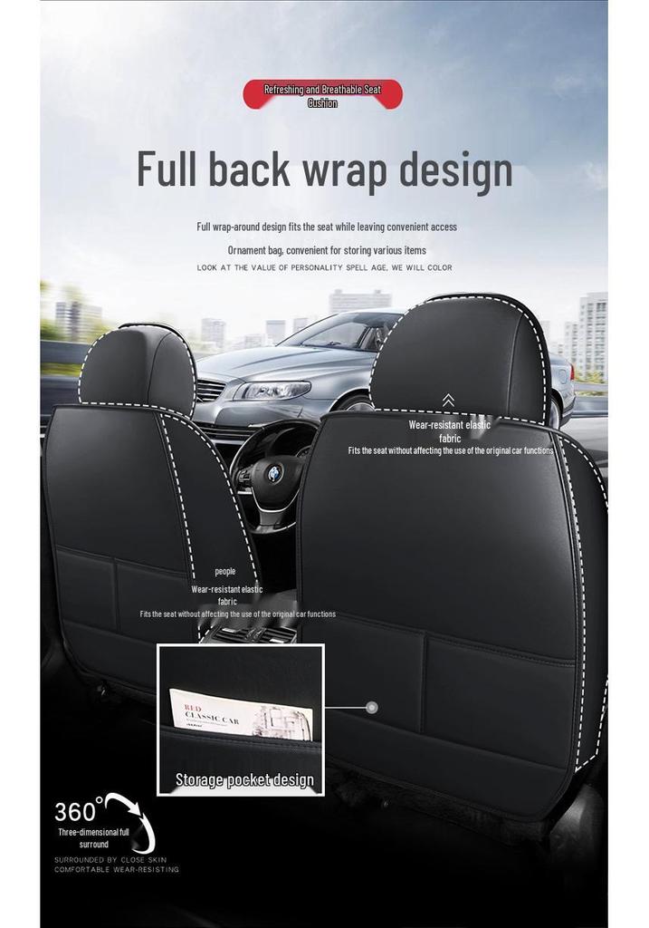 Universal Leather Car Seat Cover & Cushion for All Seasons - Winter Model