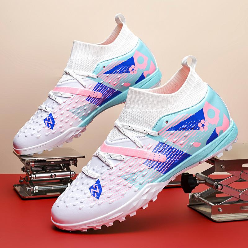 Large Size Football Shoes Male Adult High Top Teen Student Lawn Shredded Spikes Girls Game Training Shoes