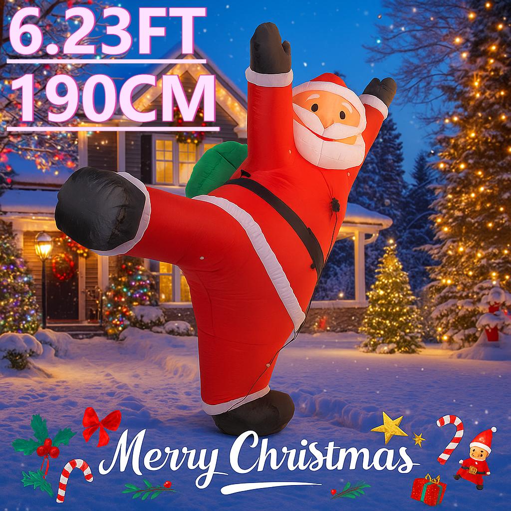 6.23FT With LED Light Xmas Inflatable Santa Claus Climbs Wall Toy Home Decor Ornament Yard Party Supplies Christmas Holiday Gift