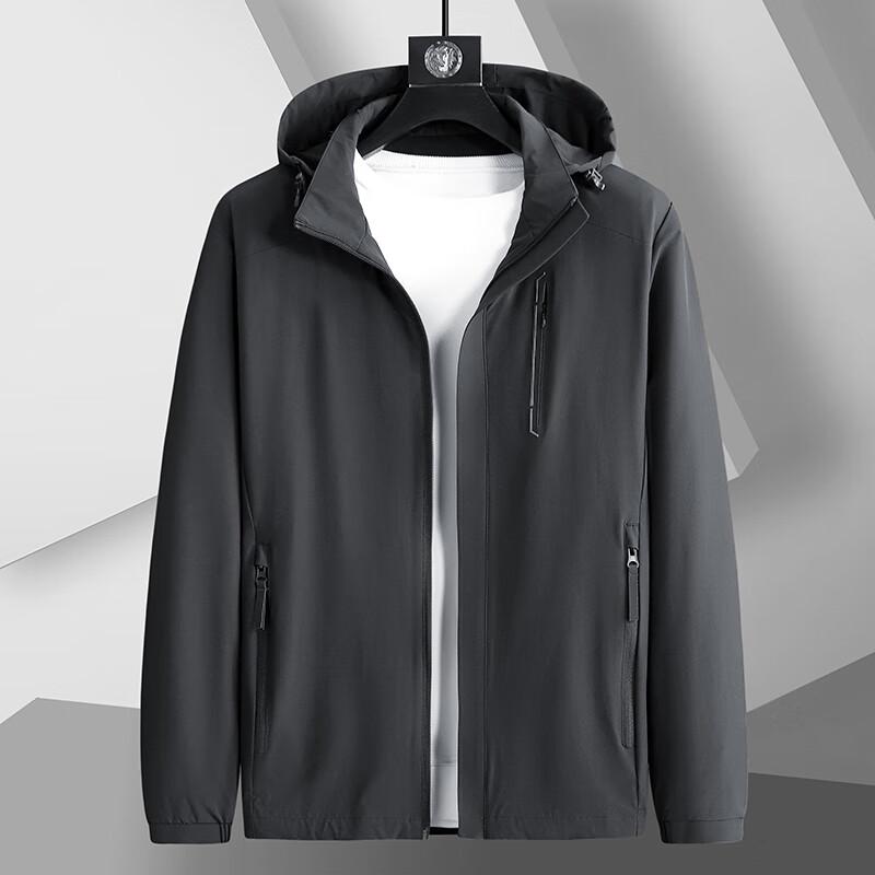 Men's Plus Size Stand Collar Jacket with Detachable Hood