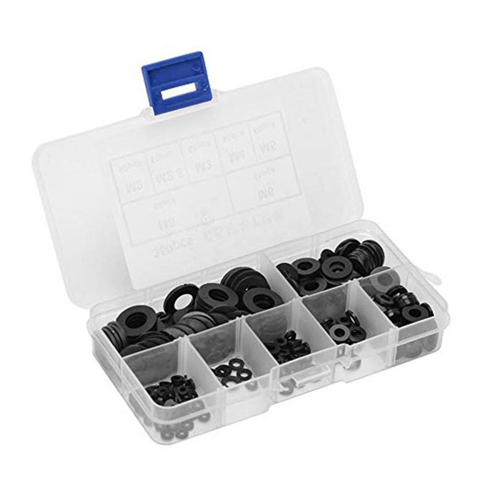 350pcs Nylon Plastic Washer Flat Gasket Ring Kit M2/M2.5/M3///M6/M8 Connector Set with Box