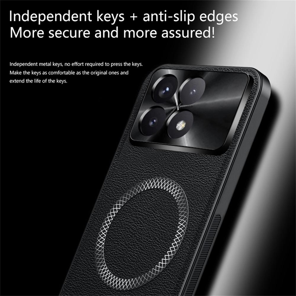 For Xiaomi Redmi K70E 5G/Poco X6 Pro 5G Case Compatible with MagSafe PU TPU PC Phone Back Cover with Metal Lens Frame
