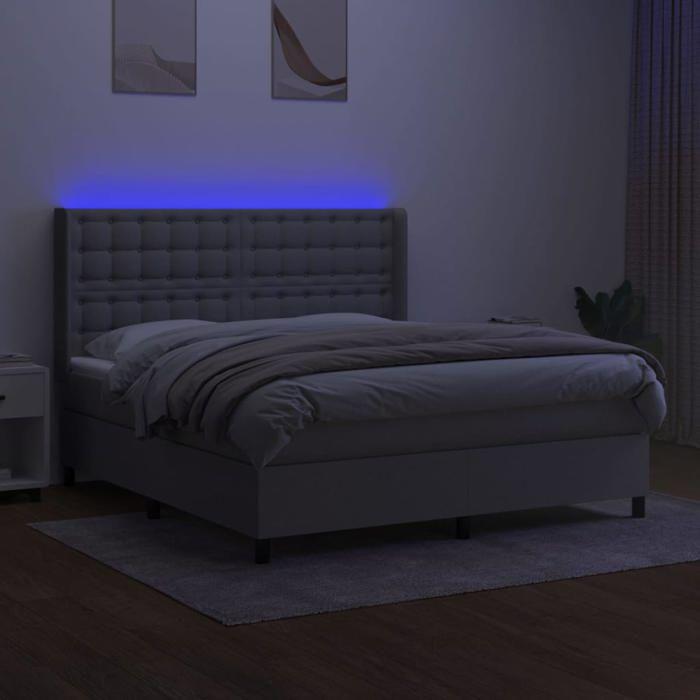 VidaXL Sommier à Lattes de Lit avec Matelas et LED, Lit Rembourré, Lit Double, Lit Adulte de Chambre à Coucher Intérieur, 3138645