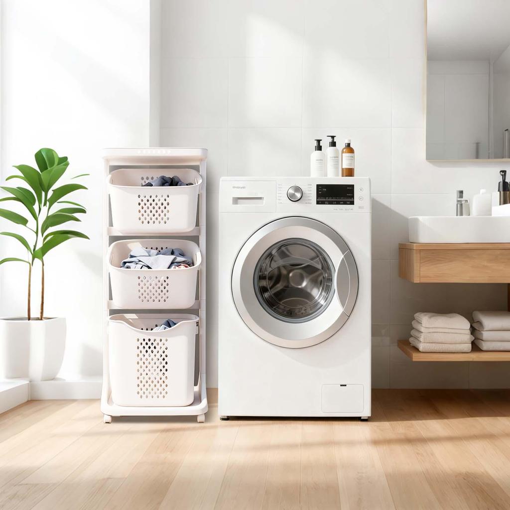 Laundry Hampers, 3 Tier Laundry Baskets Dirty Clothes Hamper with Wheels for Home, Dorms, Laundry Room and Apartment