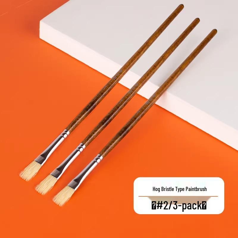 

Professional Hog Bristle Brushes for Oil & Acrylic Painting: Flat, Round, Fan Heads 3-piece Hog Bristle Brushes