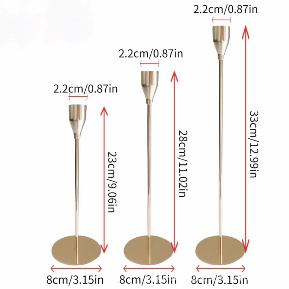 3Pcs/Set Metal Candle Holders Vintage Easy To Use Taper Candle Holders Elegant Metal Candle Stand Wedding Decor