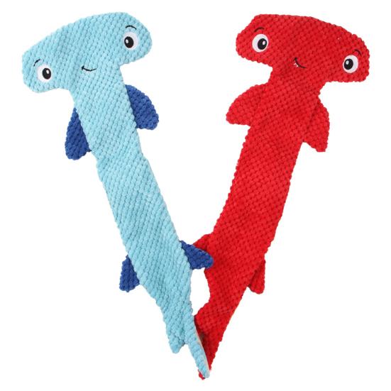 Yousheng Dog Squeaky Toy Tear-resistant Soft Hammerhead Shark Shape Pet Dog Chewing Toy for Home
