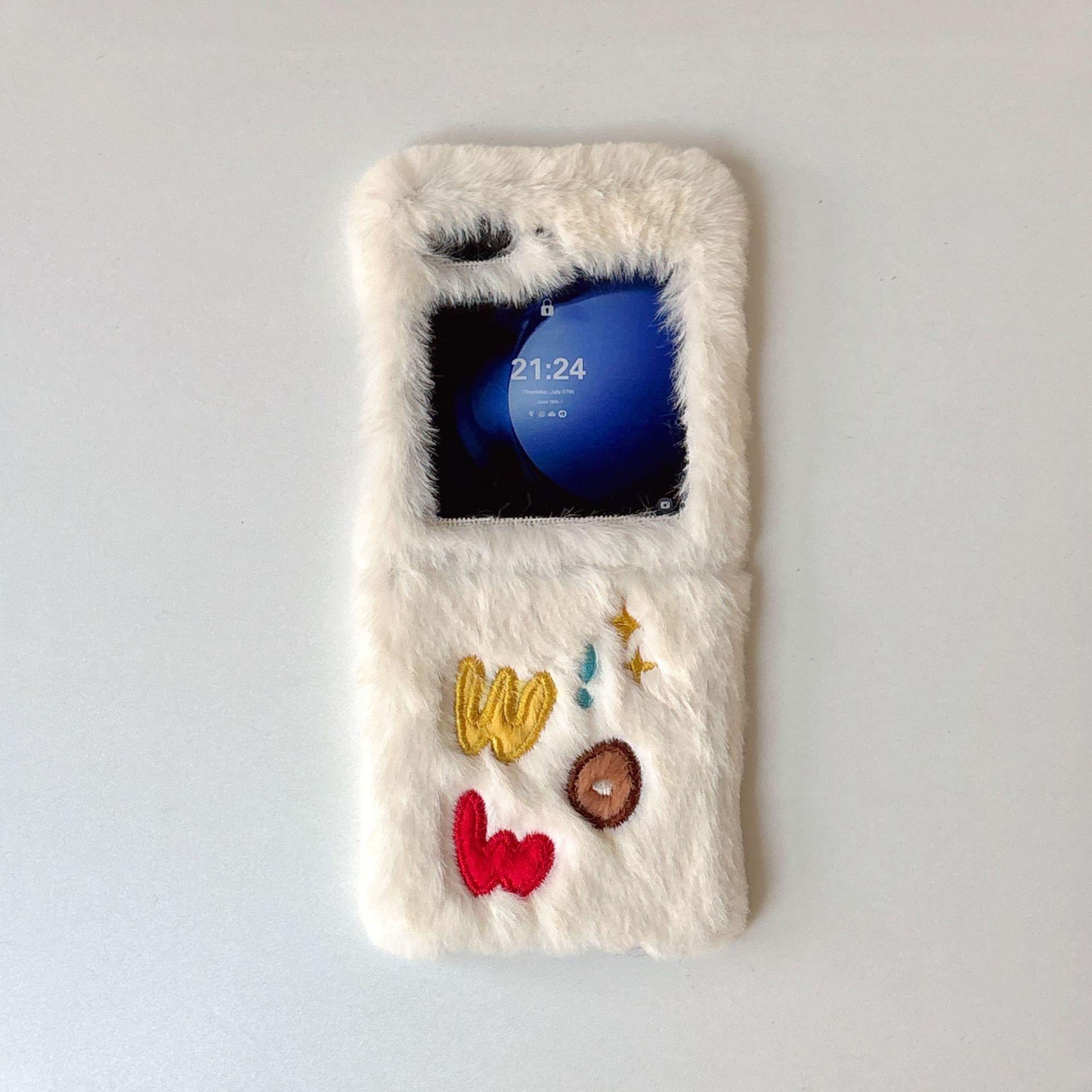 Plush case English alphabet mobile phone case for Samsung Z FLIP7 folding Z FLIP5 trend Z FLIP4/3 Z FLIP7