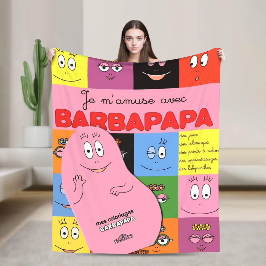 Kawaii Barbapapa Cartoon Throw Blanket for Couch Fuzzy Soft Plush Blanket 50x60 Inches Multiple Sizes Bedspreads for All Seasons