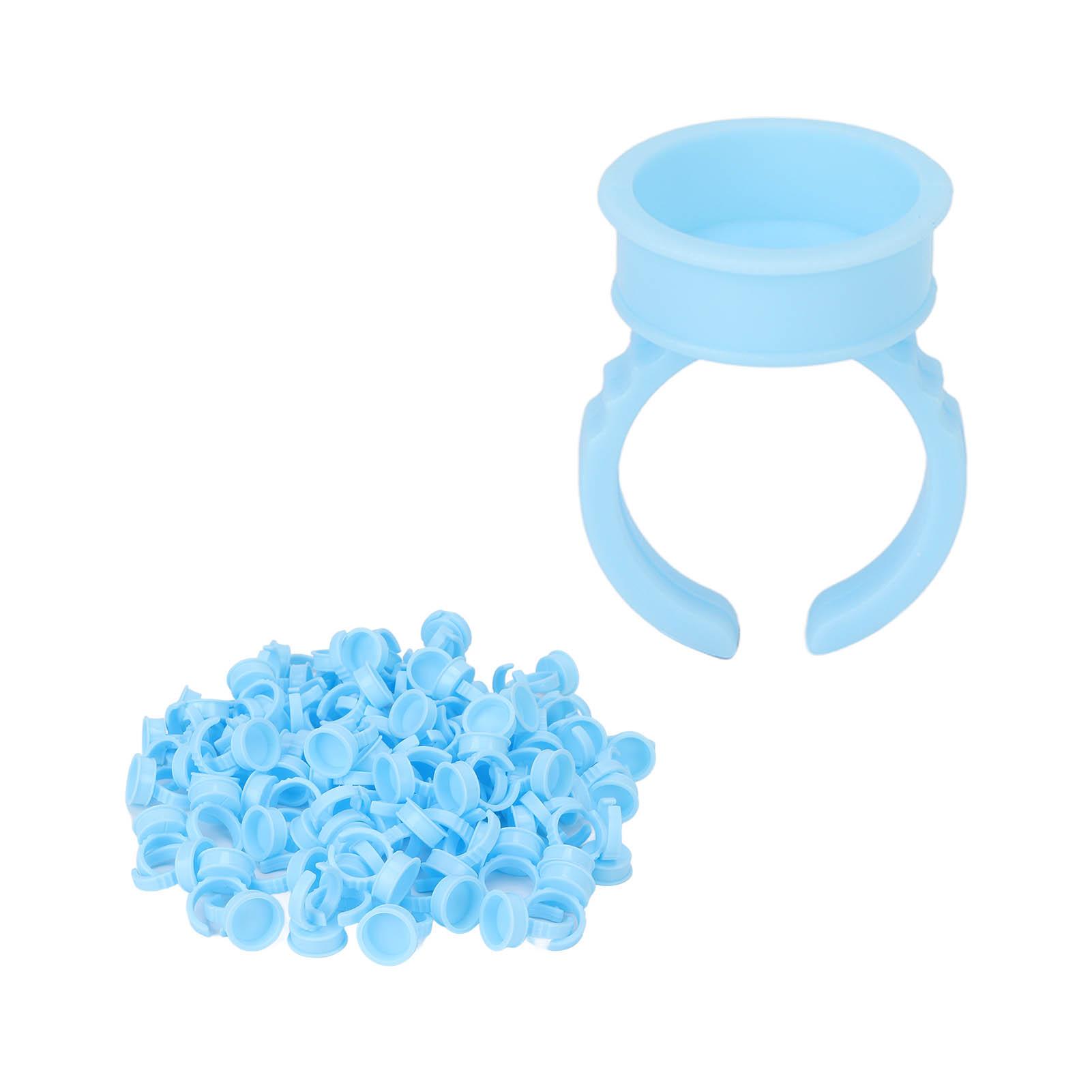 

100 шт. Кольца для клея для наращивания ресниц, одноразовые, открытого типа, чашки для пигмента для татуажа, синие