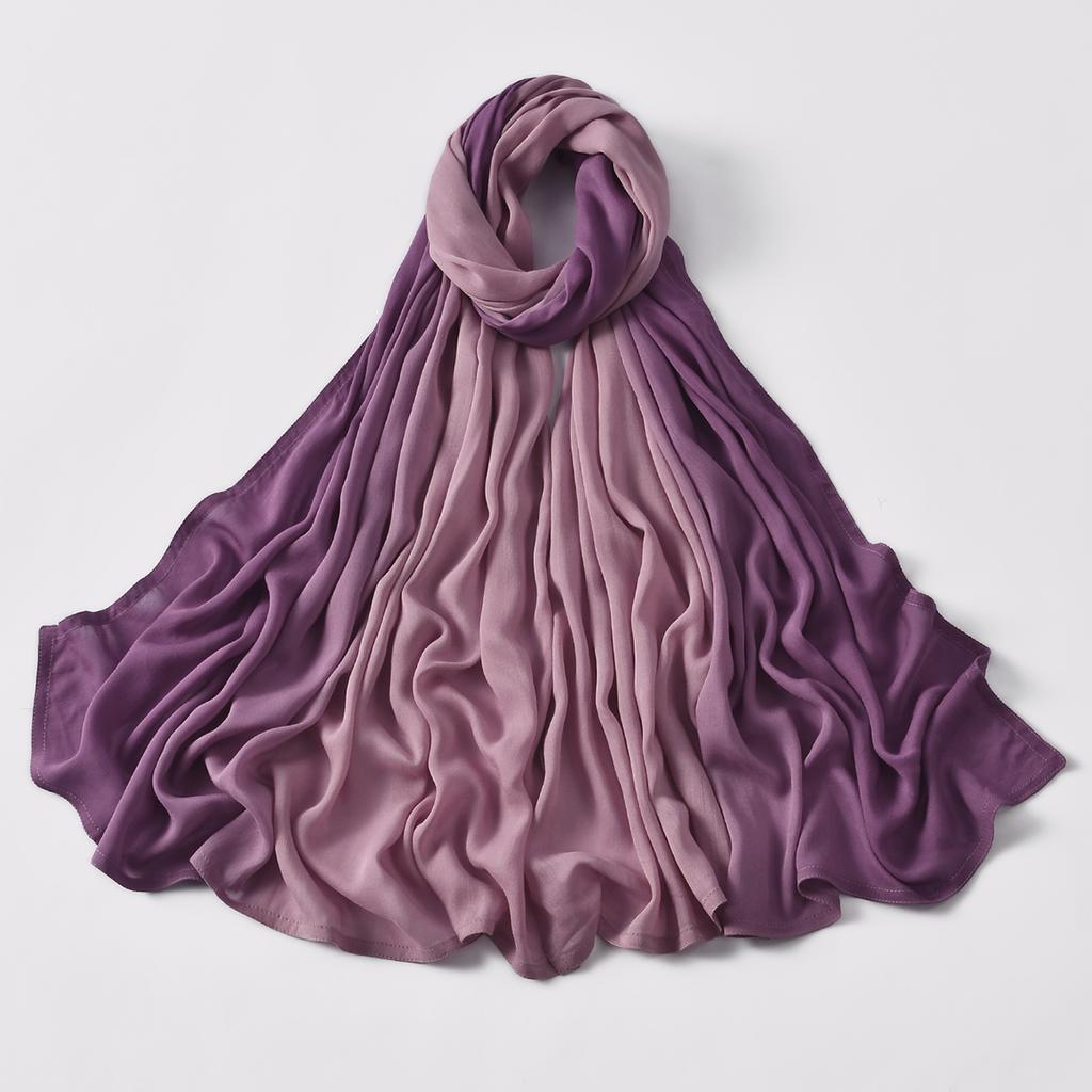 Muslim Gradient Hijab Scarf Women Premium Jersey Hijab Shawl Fashion Splicing Color Plain Turban Soft Cotton Jersey Headscarf