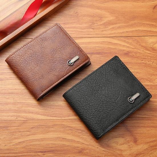 Herren Geldbörse Kunstleder Einfarbig Vintage Große Kapazität Mehrere Fächer Tragbar Faltbar Münzfach Aufbewahrung Geldbörse Karte Erwachsener Sex Wear CLE