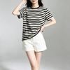 Women's 100% Mulberry Silk Striped Short-Sleeve T-Shirt