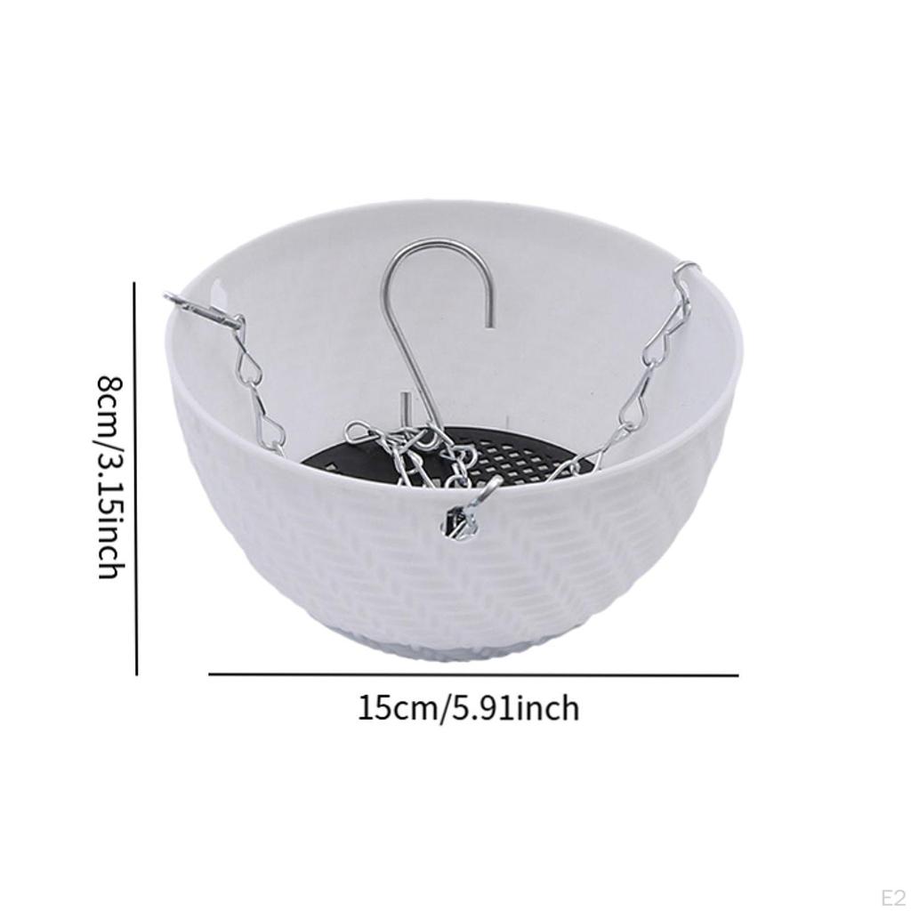 Hanging Basket Plant Pot Flower Bowl with Built-in Water Reservoir And