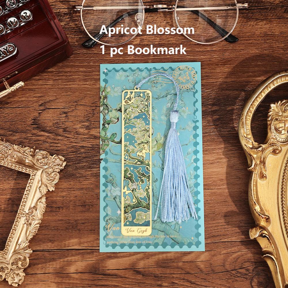 1 Pc Retro Floral Painting Metal Bookmark Hollow Bronzing Bookmark with Tassel for Book Club Reader Writers Book Lovers Students