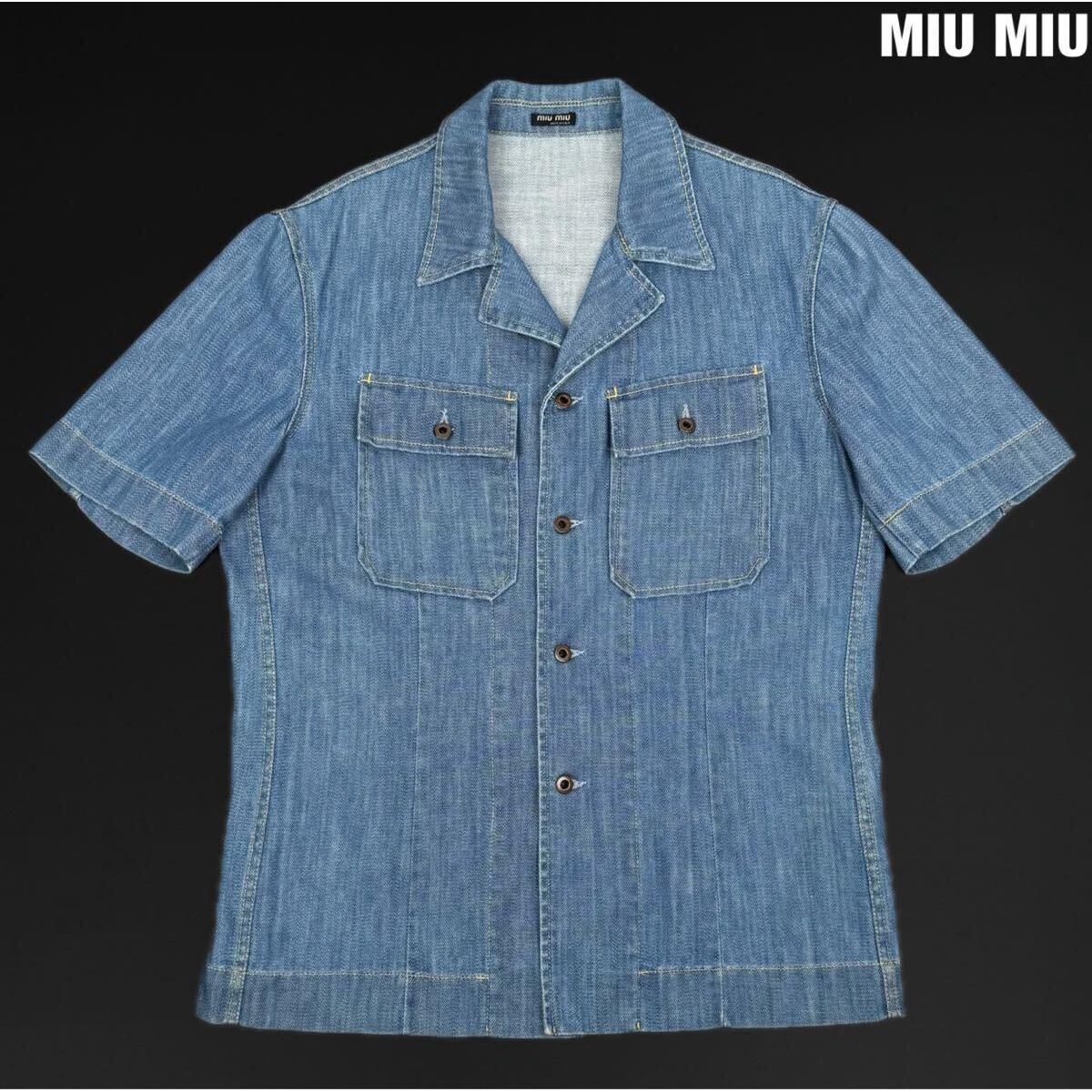 Used MIU MIU 13SS size48 open collar short sleeve denim shirt Miu Miu archive PRADA Prada archive 00s Y2K