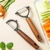Stainless Steel Wooden Handle Peeler Household Multi-functional Fruit and Vegetable Melon Slicing Potato Peeling Tool