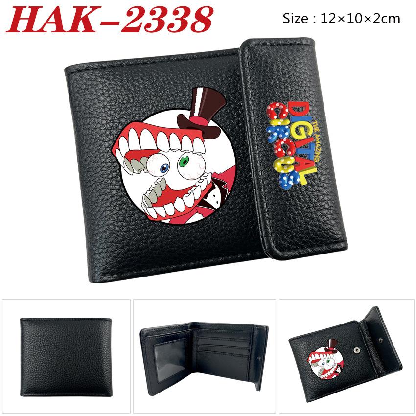The Amazing Digital Circus PU Leather Wallet Black Snap Closure Anime Short Card Holder for Men Women