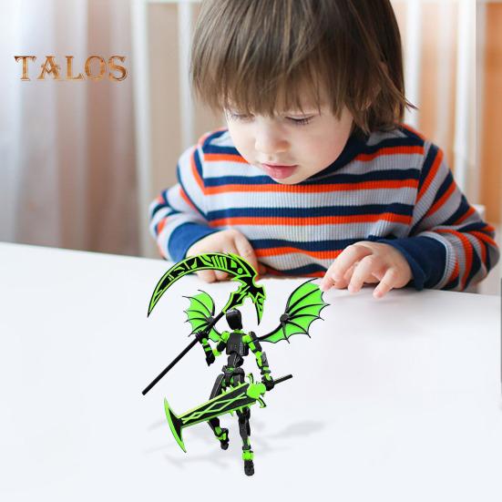 Devil Robot Action Figure with Wing Weapon Accessory Movable Joints 3D Printed Robot Model Toy Stress Relief Articulated Dummy Figurine Decoration