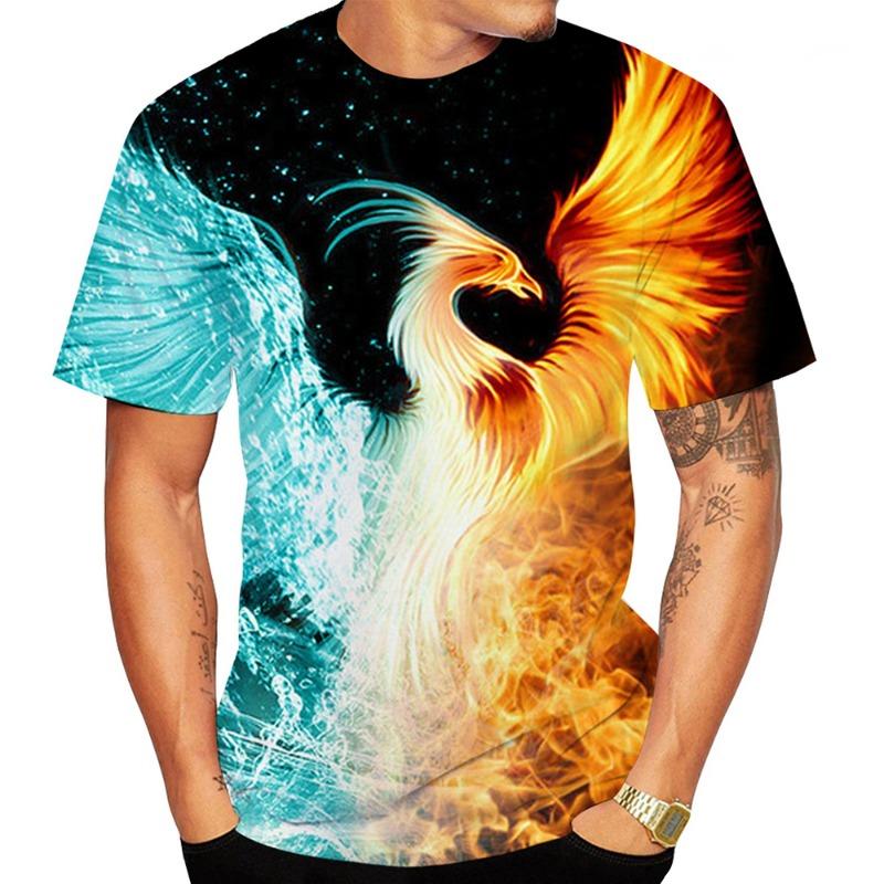New Fashion Phoenix T Shirts Bird 3D Print Men Woman Short Sleeve T-Shirt Streetwear Oversized Harajuku Kids Tops Tees Clothing