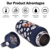 1L Outdoor Insulated Mug Creative Floral Insulated Bottle Drinkware Thermal Water Bottle  Household