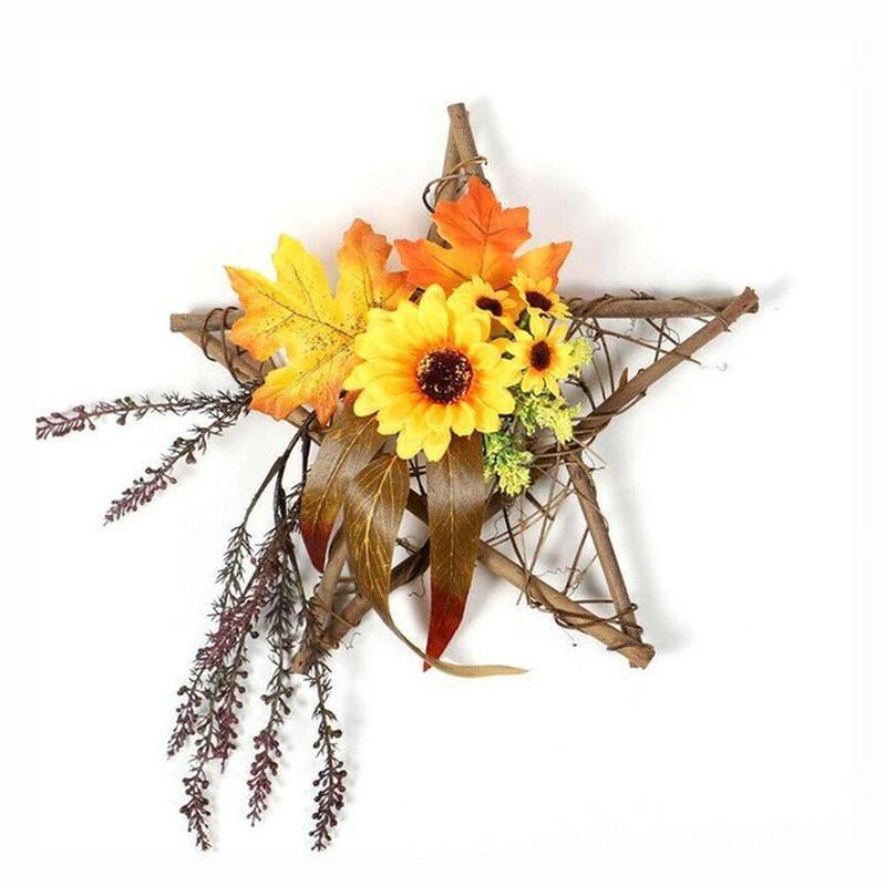 Wooden Artificial Fake Sunflower Pendant Square Five-star Garland Sun Flower Wall Decoration Artific