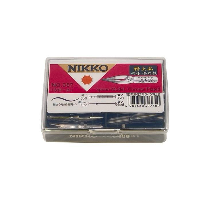 Tachikawa Pin Seisakusho Nikko Pen Nib N357 Saji Chrome Special Grade 100-Count N357C100EX Silver