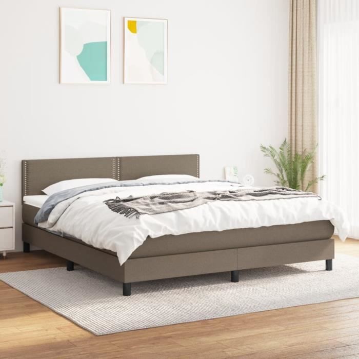3139997 vidaXL Divan Bed with Mattress Taupe 180x200 Cm Fabric