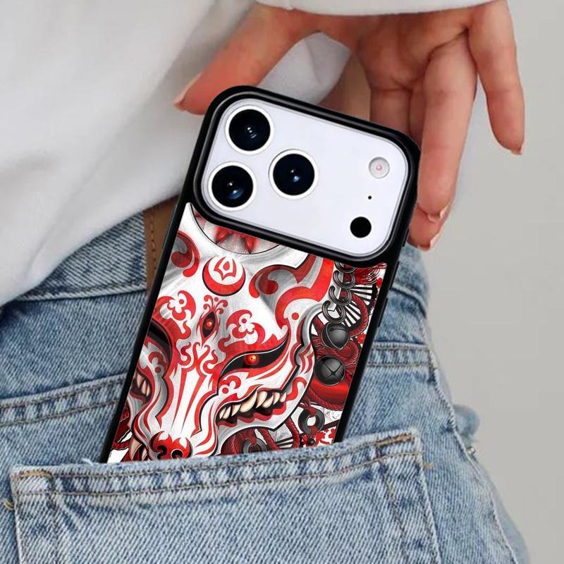 Japanese Oni Hannya Samurai Demon Mask Phone Case for iPhone 16e 15 14 13 12 17 Pro Max Plus Air 17pro Cover Coque