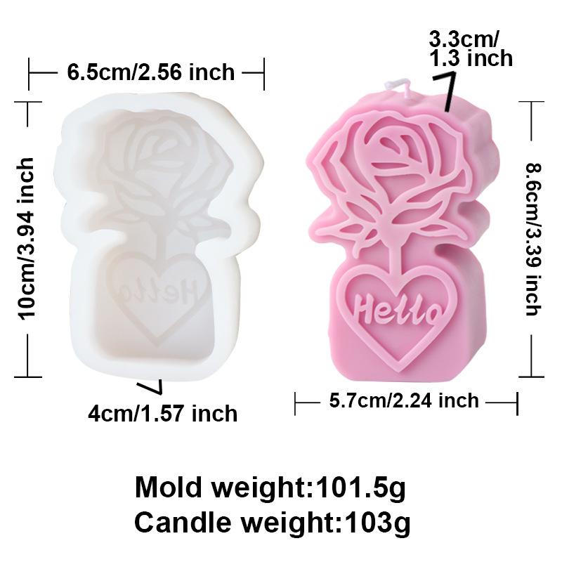 DIY Rose Heart Candle Molds 2D Love Slogan Aromath Soap Resin Mold Chocolate Cake Baking Tool Valentine's Day Decoration Gifts