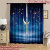 2D Flat Printing 2pcs Curtains Crescent Moon Night Stars Sky Digital Printed Polyester Drapes Festive Wall Decor Use for Booths