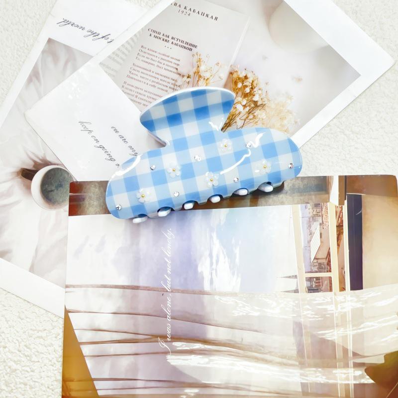 Акриловая заколка-краб для прически с цветами из страз в корейском стиле