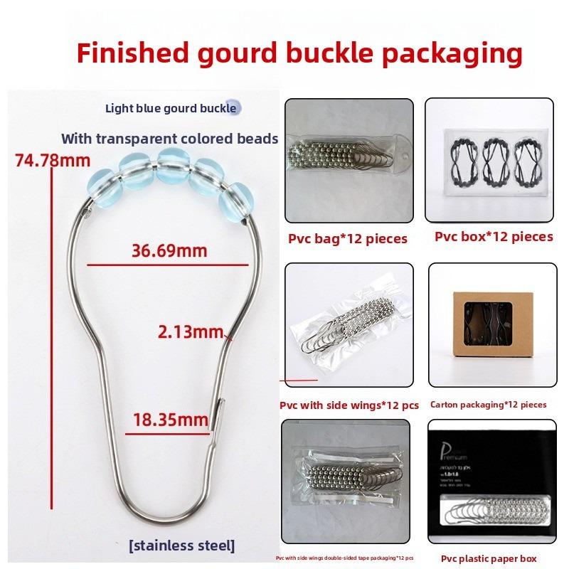 12-Piece Stainless Steel Rollerball Glide Shower Curtain Hooks - Rust-Resistant and Easy To Install