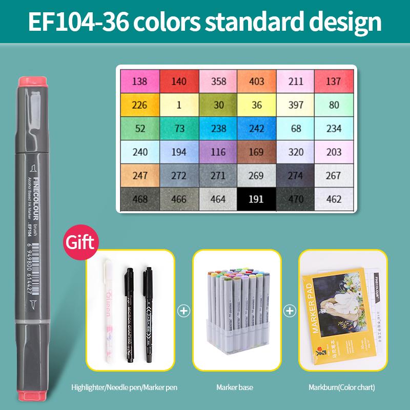 EF104 Double-Head Alcohol Marker Pens Sketch Design Marker Brush Pen Beginner Manga Graphic Drawing Art Supplies