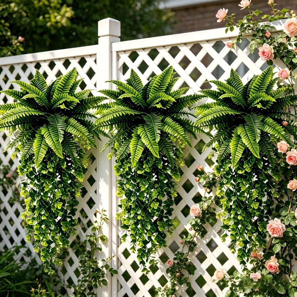 UV Resistant Artificial Persian Fern Leafs Plastic Artificial Fern Hanging Plant Indoor Decor